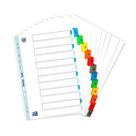 PRZEKŁADKI KARTONOWE OXFORD A4 MYLAR NUMERYCZNE 1-12