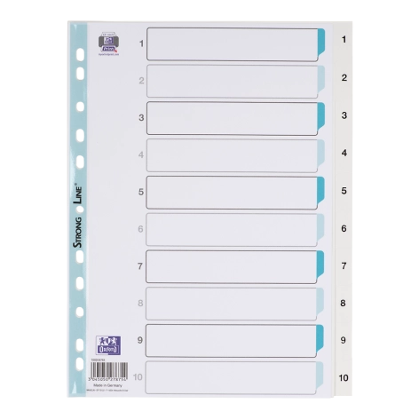 PRZEKŁADKI OXFORD A4 PP NUMERYCZNE BIAŁE 1-10
