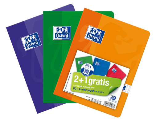 ZESZYT OXFORD ESSE A5/60K KRATKA 2+1 GRATIS
