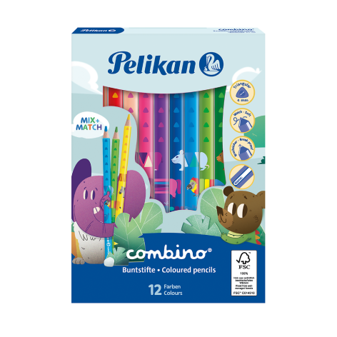 KREDKI TRÓJKĄTNE PELIKAN COMBINO JUMBO 12 KOLORÓW