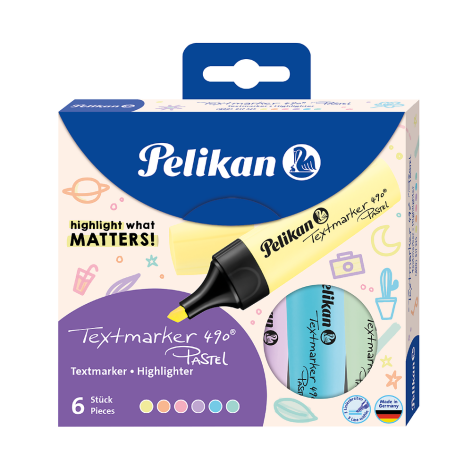 ZAKREŚLACZ PELIKAN TEXTMARKER 490 PASTEL MIX BLISTER 6 SZT.