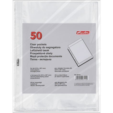 KOSZULKA GROSZKOWA HERLITZ A4/50 mic. FOLIA 50 SZT.