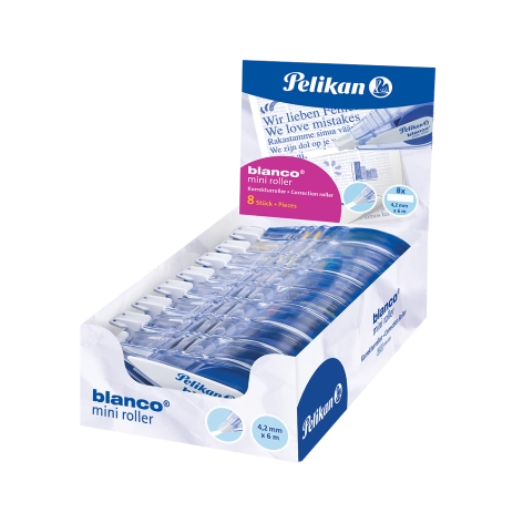 KOREKTOR W TAŚMIE PELIKAN BLANCO MINI ROLLER 4,2MMX6M DISPLAY 8 SZT.