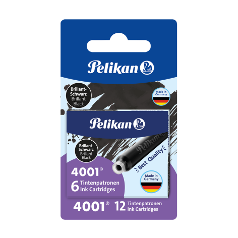 NABOJE ATRAMENTOWE PELIKAN KRÓTKIE CZARNE BLISTER 2X6 SZT.