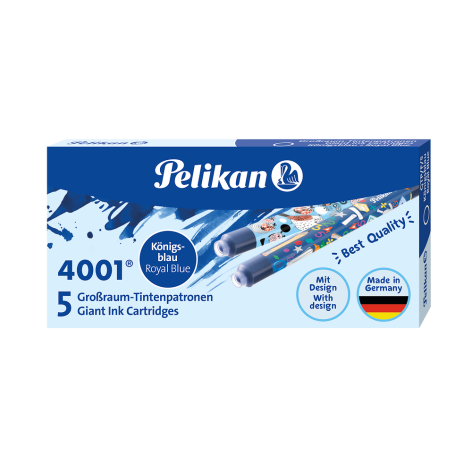 NABOJE ATRAMENTOWE PELIKAN DESIGN DŁUGIE NIEBIESKIE 5 SZT.