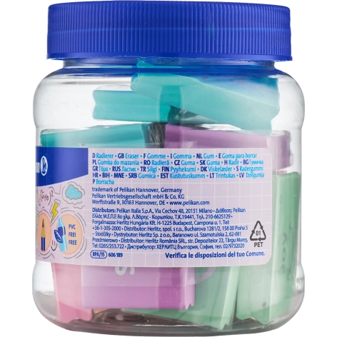 GUMKA DO ŚCIERANIA PELIKAN PASTEL SŁOIK 15 SZT.