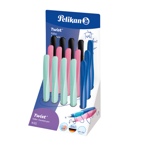 PIÓRO WIECZNE PELIKAN TWIST STAL. M MIX 4 KOLORY 15 SZT.