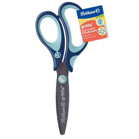 NOŻYCZKI PELIKAN GRIFFIX ZAOKRĄGLONE PRAWORĘCZNE NIEBIESKIE 3 SZT.