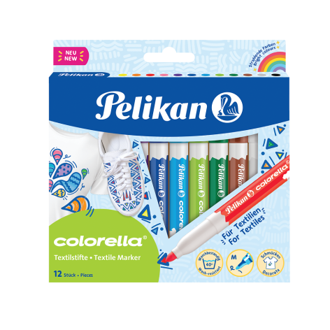 FLAMASTRY PELIKAN COLORELLA DO TKANIN 12 SZT ETUI-BLISTER