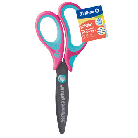 NOŻYCZKI PELIKAN GRIFFIX ZAOKRĄGLONE PRAWORĘCZNE RÓŻOWE 3 SZT.