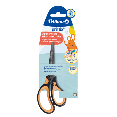 NOŻYCZKI PELIKAN GRIFFIX SZPICZASTE PRAWORĘCZNE CZARNE