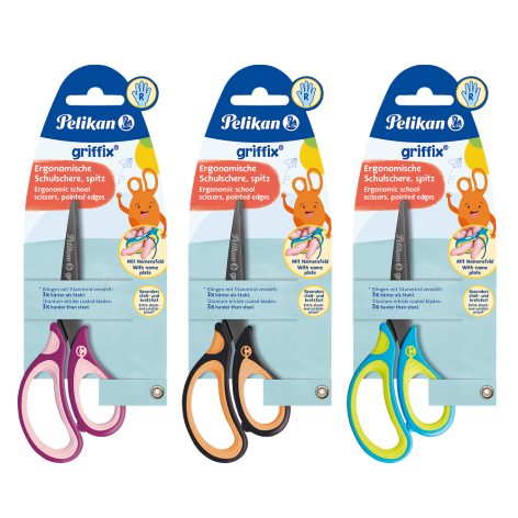 NOŻYCZKI PELIKAN GRIFFIX SZPICZASTE PRAWORĘCZNE MIX KOLORÓW