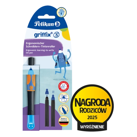 PIÓRO KULKOWE PELIKAN GRIFFIX DLA PRAWORĘCZNYCH NEON BLACK BLISTER + 2 WKŁADY