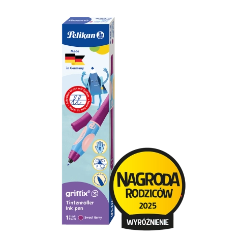 PIÓRO KULKOWE PELIKAN GRIFFIX DLA PRAWORĘCZNYCH SWEET BERRY KARTONIK + 2 WKŁADY
