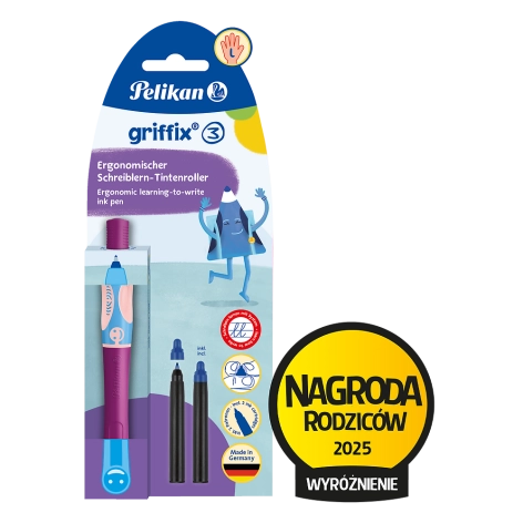 PIÓRO KULKOWE PELIKAN GRIFFIX DLA LEWORĘCZNYCH SWEET BERRY KARTONIK + 2 WKŁADY