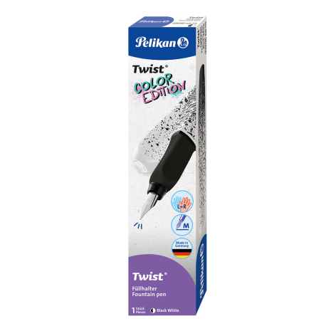 PIÓRO WIECZNE PELIKAN TWIST COLOR EDITION STAL. M BIAŁO-CZARNE