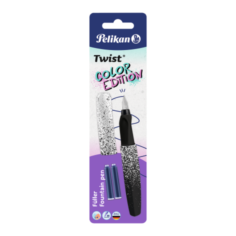 PIÓRO WIECZNE PELIKAN TWIST COLOR EDITION STAL. M BIAŁO-CZARNE + NABOJE