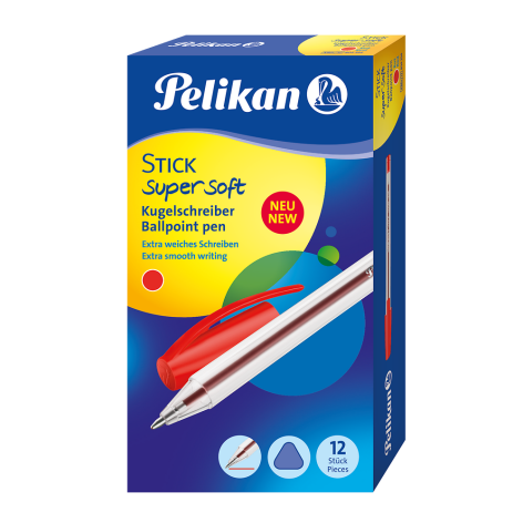 DŁUGOPIS PELIKAN STICK SUPER SOFT CZERWONY 12 SZT.