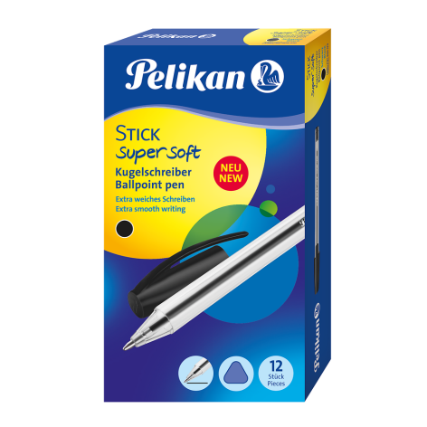 DŁUGOPIS PELIKAN STICK SUPER SOFT CZARNY 12 SZT.