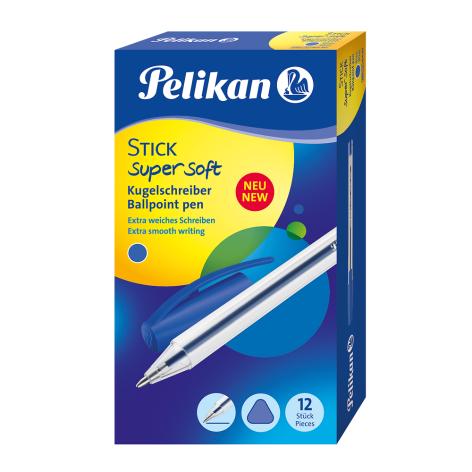 DŁUGOPIS PELIKAN STICK SUPER SOFT NIEBIESKI 12 SZT.