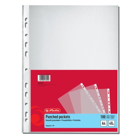 KOSZULKA GROSZKOWA HERLITZ A4/40 mic. FOLIA 100 SZT.