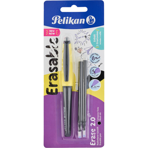 DŁUGOPIS WYMAZYWALNY PELIKAN ERASE 2.0 CZARNY + 2 WKŁADY BLISTER