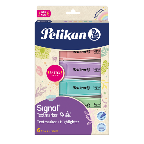 ZAKREŚLACZ PELIKAN SIGNAL PASTEL MIX KOLORÓW BLISTER 6 SZT.