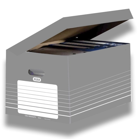 KARTON ELBA ARCHIWIZACYJNY ZBIORCZY Z WIEKIEM NA DOKUMENTY SZARY