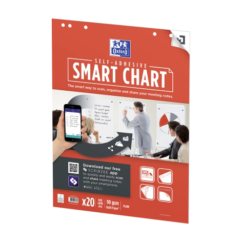 BLOK DO FLIPCHARTA SAMOPRZYLEPNY OXFORD SMART CHART 600X800 MM/20K GŁADKI