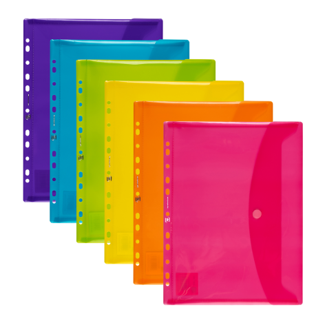 TECZKA KOPERTOWA OXFORD NA RZEP Z PERFORACJĄ PP A4 MIKS KOLORÓW