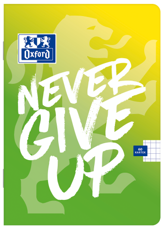 ZESZYT OXFORD NEVER GIVE UP A5/60K KRATKA Z MARGINESEM