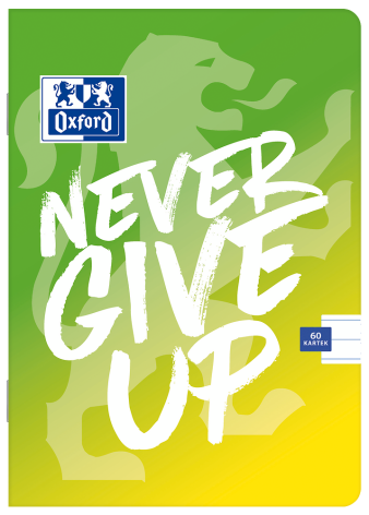 ZESZYT OXFORD NEVER GIVE UP A5/60K LINIA Z MARGINESEM