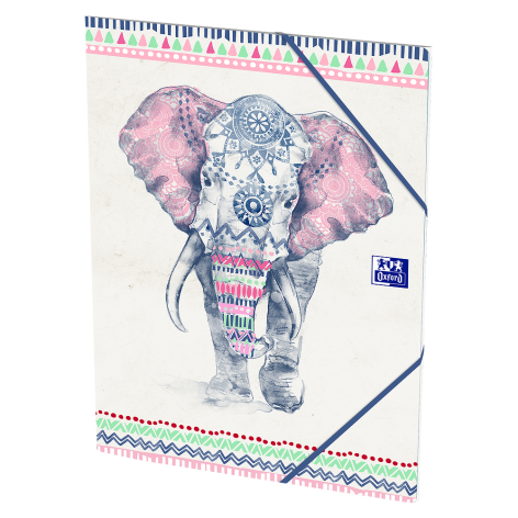 TECZKA KARTONOWA Z GUMKĄ OXFORD BOHO A4 MIKS WZORÓW