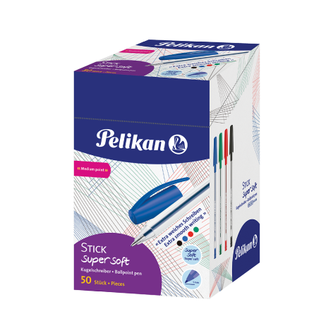 DŁUGOPIS PELIKAN STICK SUPER SOFT MIX KOLORÓW 50 SZT.