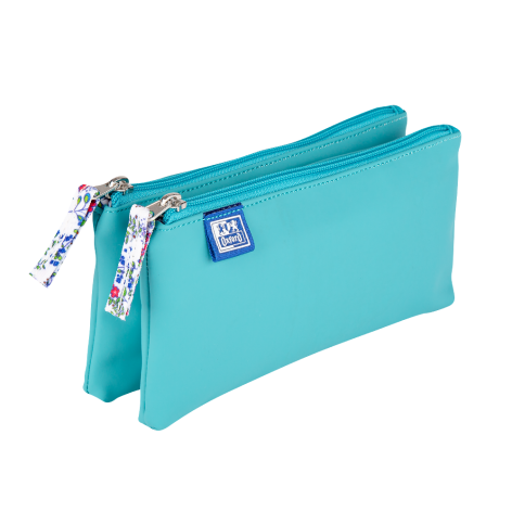 SASZETKA PODWÓJNA OXFORD FLORAL PASTEL TURKUSOWY