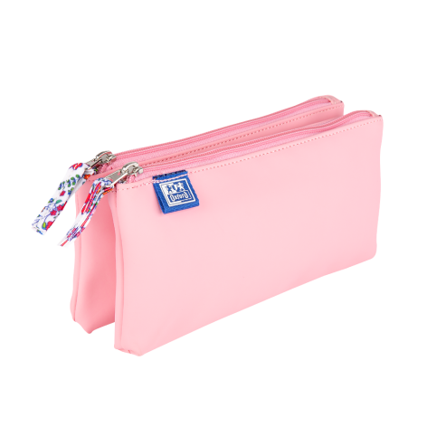 SASZETKA PODWÓJNA OXFORD FLORAL PASTEL JASNORÓŻOWY