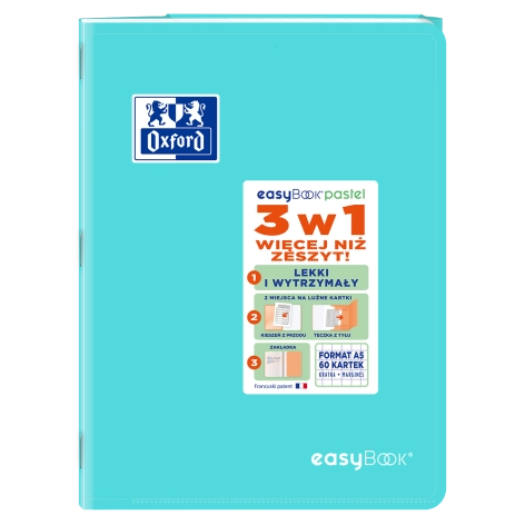 ZESZYT OXFORD EASYBOOK PASTEL A5/60K KRATKA Z MARGINESEM