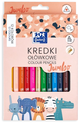KREDKI OŁÓWKOWE OXFORD KIDS JUMBO 12 KOLORÓW