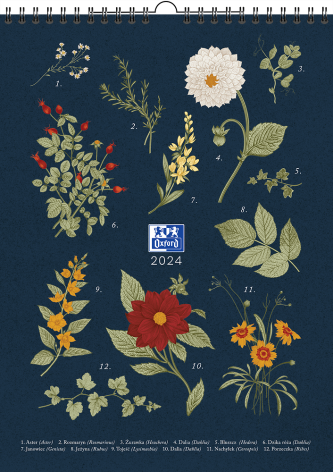 KALENDARZ ŚCIENNY OXFORD BOTANIC A4 2024