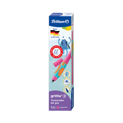 PIÓRO KULKOWE PELIKAN GRIFFIX DLA PRAWORĘCZNYCH LOVELY PINK KARTONIK + 2 WKŁADY