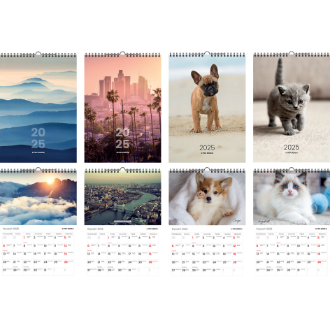 KALENDARZ ŚCIENNY 2025 TOP 2000 MIX A4