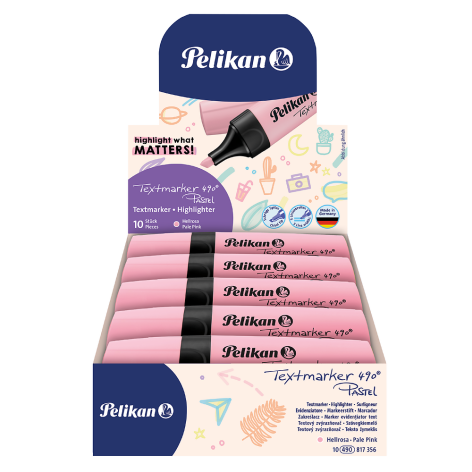 ZAKREŚLACZ PELIKAN TEXTMARKER 490 PASTEL RÓŻOWY DISPLAY 10 SZT.