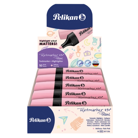 ZAKREŚLACZ PELIKAN TEXTMARKER 490 PASTEL RÓŻOWY DISPLAY 10 SZT.