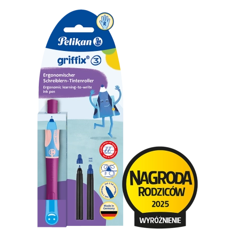 PIÓRO KULKOWE PELIKAN GRIFFIX DLA PRAWORĘCZNYCH SWEET BERRY BLISTER + 2 WKŁADY