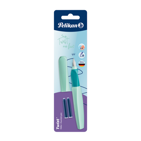 PIÓRO WIECZNE PELIKAN TWIST STAL. M NEON MINT + NABOJE