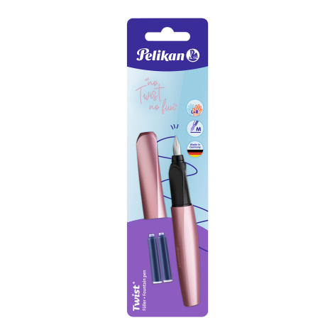 PIÓRO WIECZNE PELIKAN TWIST STAL. M GIRLY ROSE + NABOJE