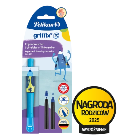 PIÓRO KULKOWE PELIKAN GRIFFIX DLA LEWORĘCZNYCH NEON FRESH BLUE BLISTER + 2 WKŁADY