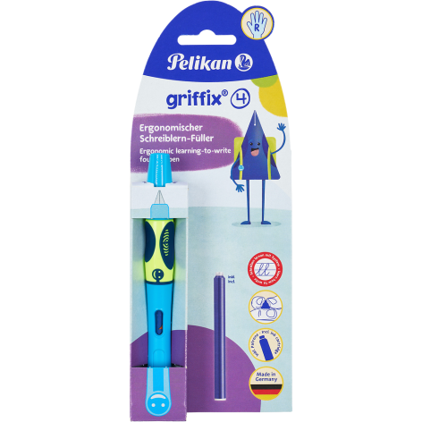 PIÓRO WIECZNE PELIKAN GRIFFIX DLA PRAWORĘCZNYCH NEON FRESH BLUE BLISTER + 1 NABÓJ