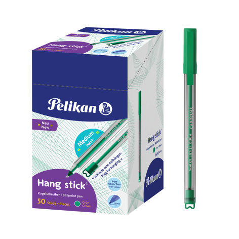 DŁUGOPIS PELIKAN HANG STICK ZIELONY DISPLAY 50 SZT.