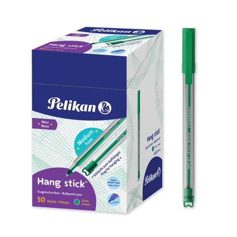 DŁUGOPIS PELIKAN HANG STICK ZIELONY DISPLAY 50 SZT.